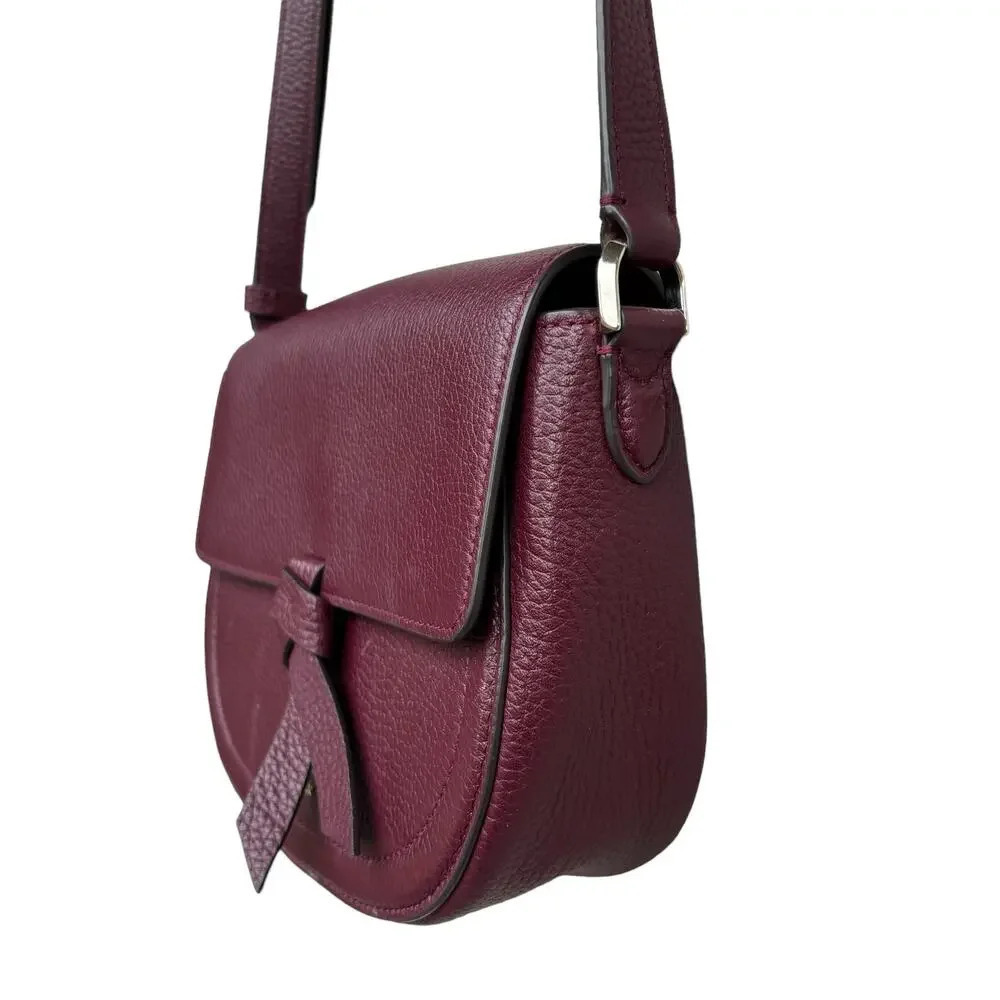Kate Spade New York Classic Knott Pebbled Leather Medium Saddle Bag in Grenache - Picture 7 of 14